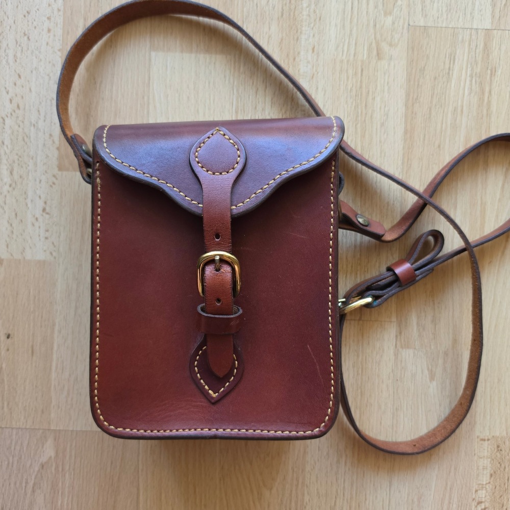 Handmade Vintage Brown Leather Crossbody Bag Small Messanger Buckle Flap